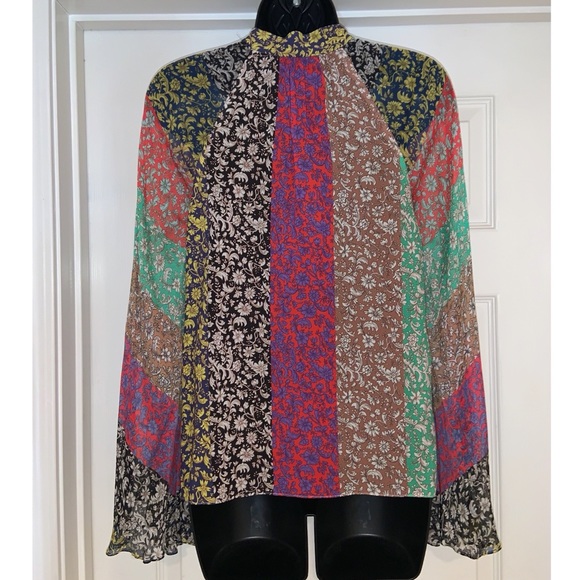 Alice & Olivia Prija Mandarin-Collar Flare-Sleeve Blouse –– NWT - Picture 12 of 17